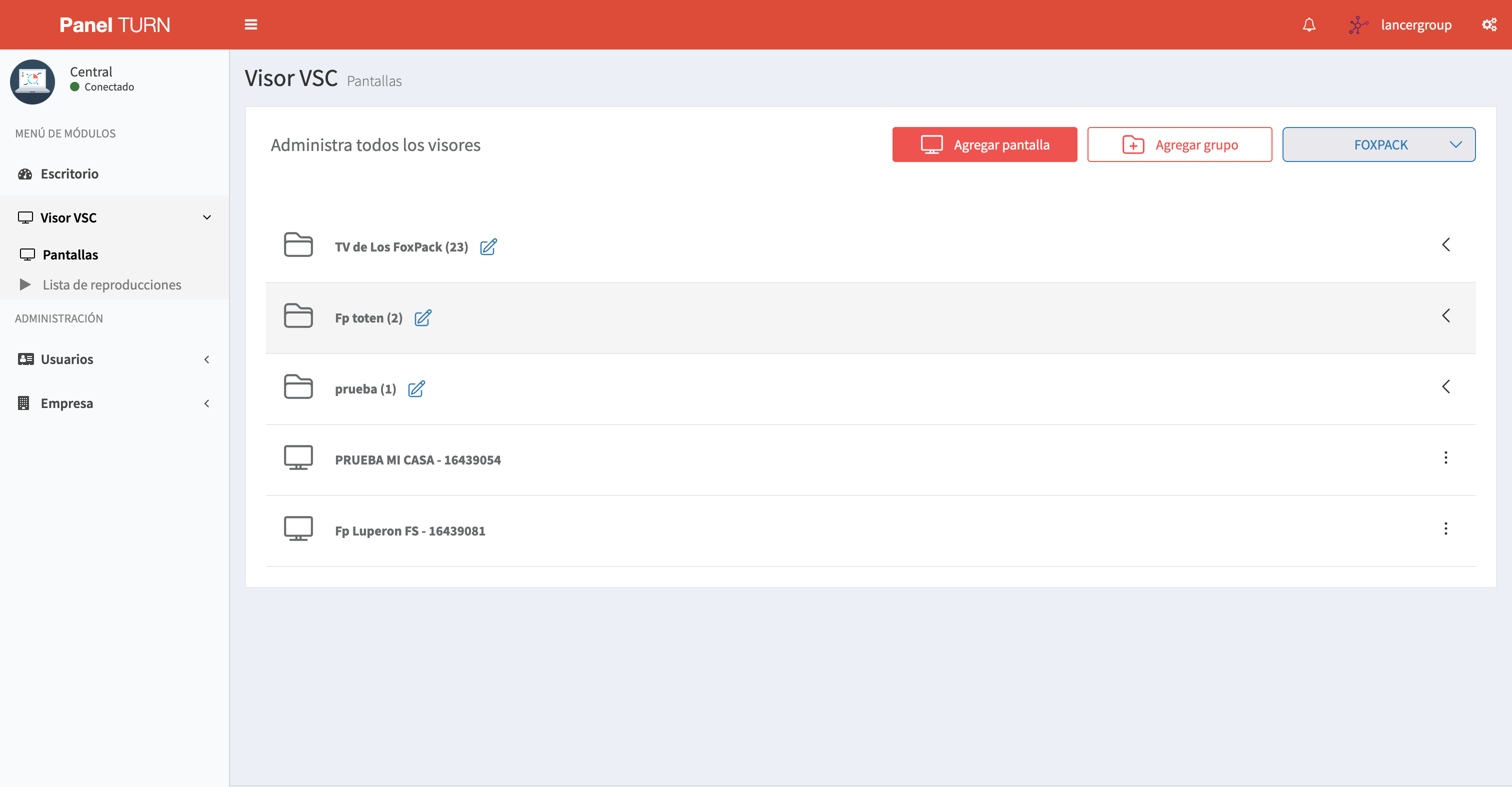 Panel de control VSC